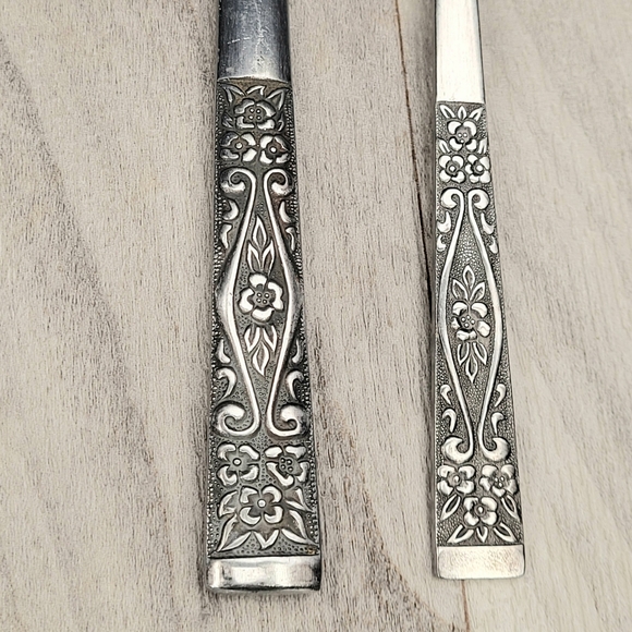 VTG Rogers Co Stainless Korea Flatware Floral Stanley Roberts Srb274 - 39 Pieces - Picture 4 of 15
